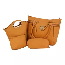 Set/ Kit De 4 Bolsas De Piel Para Dama