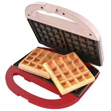 Maquina Elética De Fazer Waffle Antiaderente Cadence 750w Cor Rosa/vermelho 110v