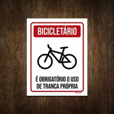 Placa De Sinalização - Bicicletário Obrigatório Tranca 27x35
