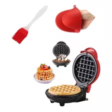 Mini Wafflera + Brocha + Guante Retirar - Pack Completo