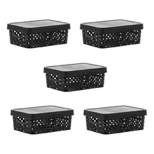 Canasto Decorativo Garden Life Trendy Box Negro 14cm De Altura 26cm De Ancho 35cm De Profundidad Pack De 5u