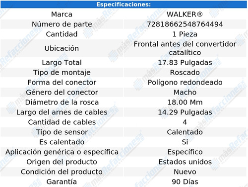 Sensor Escape O2 Frontal Acc Sedona 3.3l V6 15 A 18 Walker Foto 6