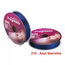 Fita Cetim Nº5 22 Mm Rolo Com 50 Metros Progresso Cor 215 - Azul Marinho