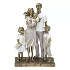 Escultura Estatueta Estátua Família Casal E Três Filhos 