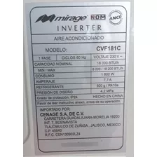 Aire Acondicionado Mirage Uvc Mini Split Inverter Frío 230v 