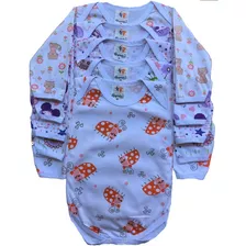  Kit 6 Pçs Body M/longa Estampado Bebe Infantil Do Rn Ao Gg 