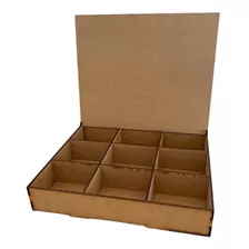 Caja Grabada Mdf 3mm 24x20x4cm Con 9 Divisiones