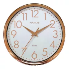 Relógio De Parede Redondo Rose Gold 22,5cm Nativo