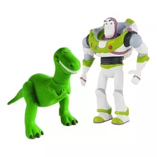 Kit Com 2 Bonecos Mordedor Para Bebê Toy Story Buzz E Rex Cor Colorido Turma Da Mônica