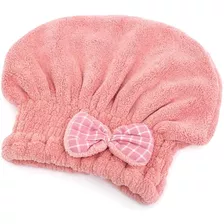 Toalla Para Cabello De Microfibra Gorro De Secado Rapido Color Rosa