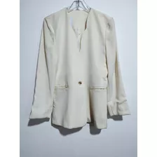 Blazer Sastrero Color Crema De Mujer Impecable