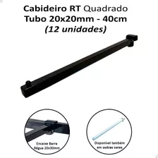 Arara Cabideiro Rt 40cm Tubo 20x20mm P/ Régua Loja Kit 12 Un Cor Preto