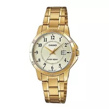 Reloj Casio Ltp-v004g Mujer Calendario Acero 100% Original! Color De La Correa Dorado Color Del Bisel Dorado Color Del Fondo Dorado