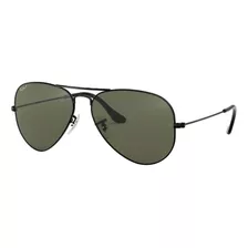 Óculos De Sol Polarizados Ray-ban Aviator Classic Standard Armação De Metal Cor Polished Black, Lente Green De Cristal Clássica, Haste Polished Black De Metal - Rb3025