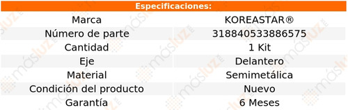 Balatas Semimetalicas Delanteras G3 L4 1.6l 07/09 Koreastar Foto 2