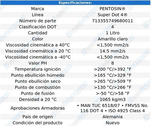 Lquido De Frenos Scala L4 1.6l 09-11 Pentosin 1 Lt Alemn Foto 3