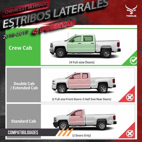 Estribos Chevrolet Silverado 4 Puertas 2016 2017 18 19 Torus Foto 7