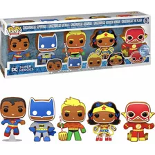 Set Figuras Funko Pop Dc Pan De Jengibre Batman Flash 5 Pzas