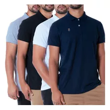 Kit 4 Camisas Piquet Polo Masculina Lisa Original Heyju Prom