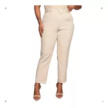 Calça Plus Size Alfaiataria Social Com Cinto Moda Feminina