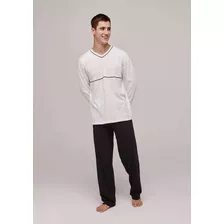 Pijama Longo Hering Masculino Decote V - Preto