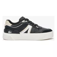 Tenis Lacoste L002 En Piel Negro Plataforma R