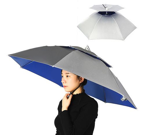 Chapéu De Guarda-chuva De Camada Dupla Mulheres Homens Foldi