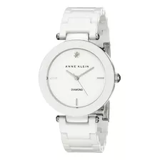 Reloj Anne Klein, Piedras Genuinas, Ceramica,blanco/plateado