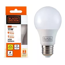 Lámpara Led De Enchufe De 11 W, E27, Bivolt, Negro + Decker, Color Blanco Cálido, 110 V/220 V (bivolt)