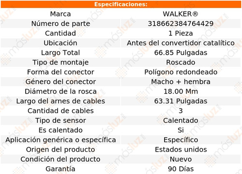 Sensor Ox O2 Antes Cc P/ Volvo 240 L4 2.3l 90/93 Walker Foto 6