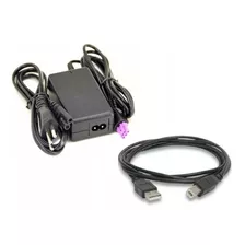 Fonte + Cabo Usb P/ Impressora Hp 2546 Deskjet 22v Plug Roxo