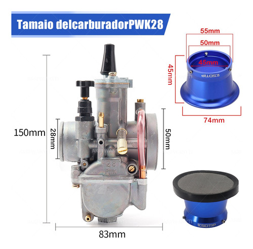 Carburador Moto C/ Filtro Aire P/ Motor 150cc Universal 28mm Foto 3