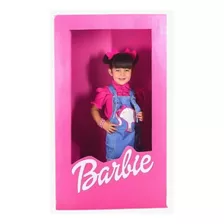 Jardineira Jeans Infantil Salopete Menina Barbie Luxo