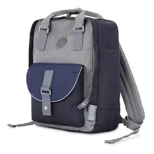 Mochila Himawari Retro 200 Urbana Impermeable Color Azul Oscuro Y Gris