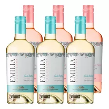 Vino Emilia Malbec Rose + Blanco Dulce Natural Combo X6