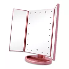 Espejo Con Luz Para Maquillaje Rosa Gold + Espejo X10 D160