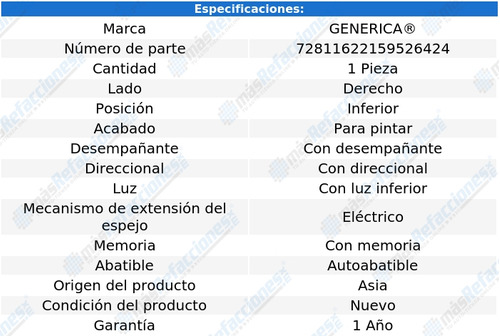 Espejo Derecho Elect Explorer 16 Al 18 Genrica Foto 2