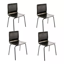 Silla Plástica Apilable Cocina Comedor Hogar Anana Patas De Acero Negro Pack X4 + Envio Gratis - Garantia Fabrica 