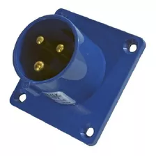 Tomada Embutir Reta Negativa 16a 2p+e 6h Azul Ip44 Metaltex