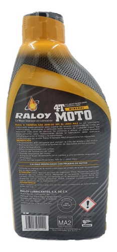 Aceite Raloy Moto 4 Tiempos Sae 20w50 Sl Jaso Ma2 Caja 6l Foto 3