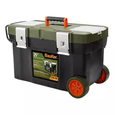 Caja Porta Herramientas Bauker Con Ruedas Con Taladro Ina Color Negro/verde