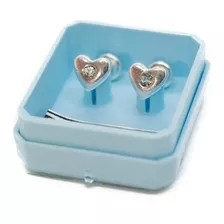 Aros Abridores Plata 925 Modelo Corazón Con Cúbic Cristal