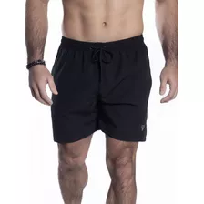 Shorts Masculino Elastano Bermuda De Praia 3 Bolsos Preto