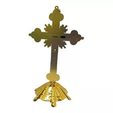 Crucifixo De Mesa E Parede 17cm Dourado Lindo!