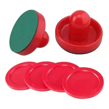 Juego De Mesa Empujadores Y Discos Rojo De Hockey De Aire