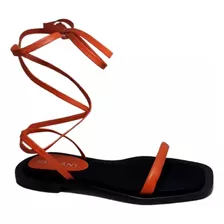 Sandalias Sarkany Gladiadoras Chatas Tiras Largas Talle 36