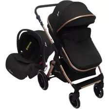 Coche Kansas Travel Premium Baby Negro Estructura Dorada