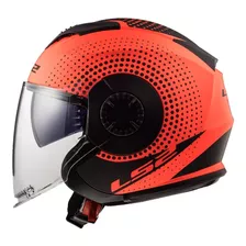 Capacete Ls2 Verso Of570 Spin Preto Laranja Fluo Aberto Sv