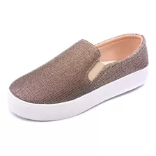 Tenis Feminino Slip On Casual Alpargata Sapatilha Brilho