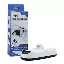 Base Carga Doble Joystick Control Mando Ps5 Usb C Blanco